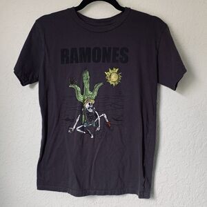 Ramones T-Shirt‎ Loco Live Women L Dark Gray Band Tee Skeleton Cactus Retro Crew